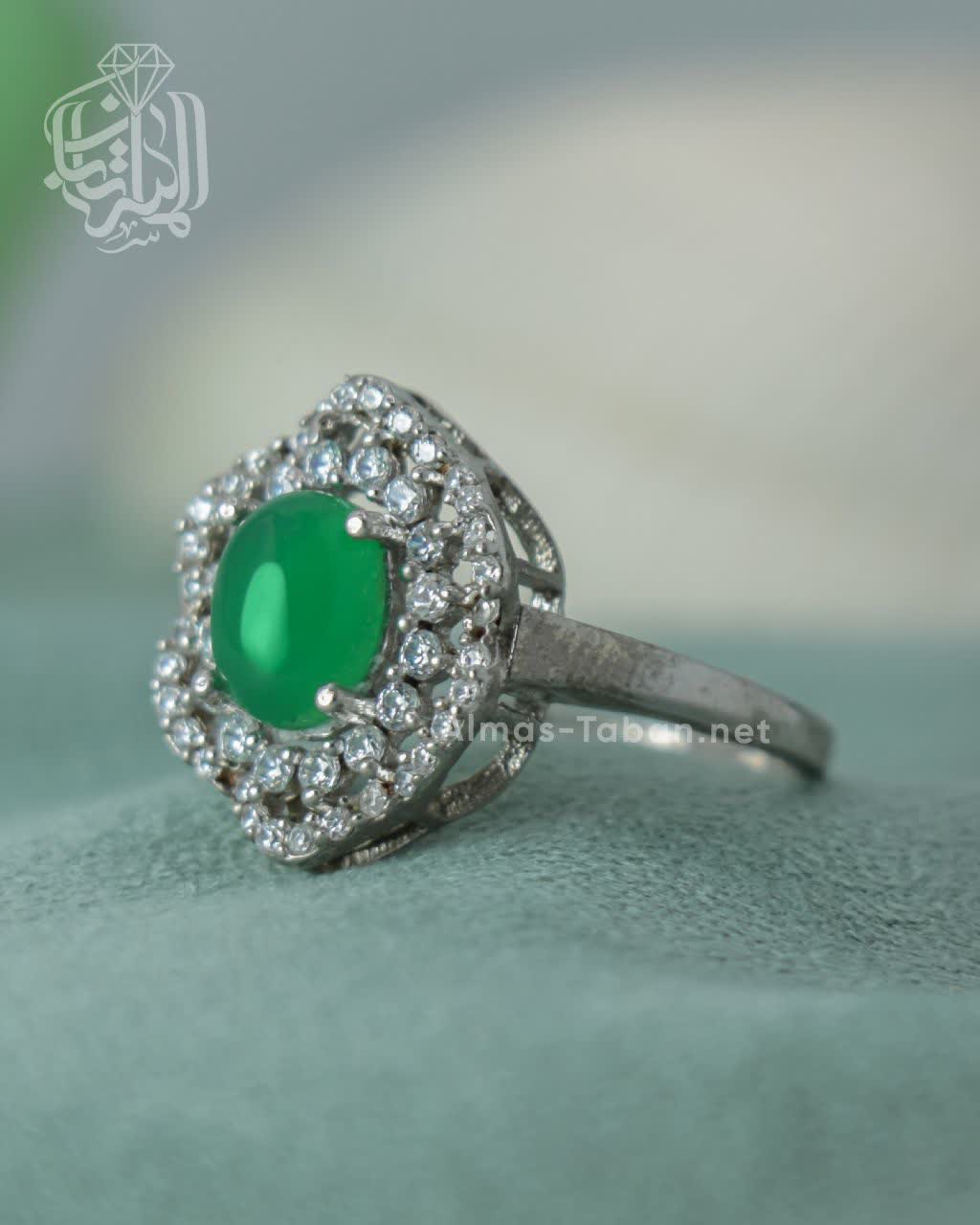 انگشتر زنانه عقیق سبز کد 713