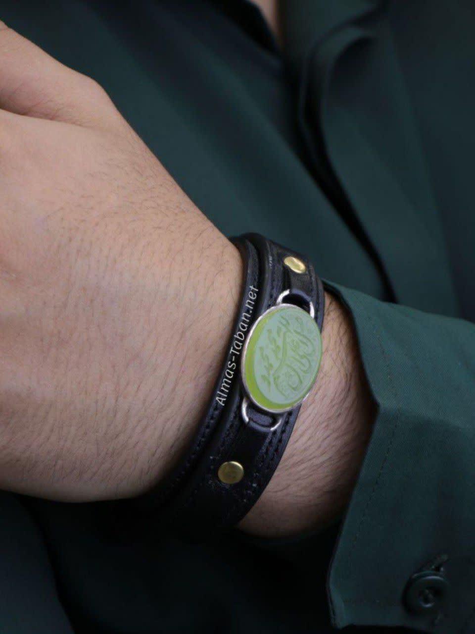 دستبند مردانه عقیق سبز کد 2895