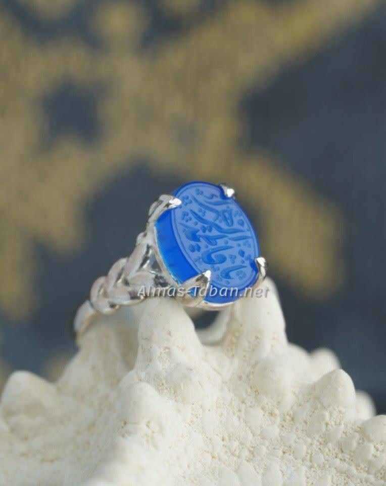 انگشتر زنانه عقیق آبی کد 724