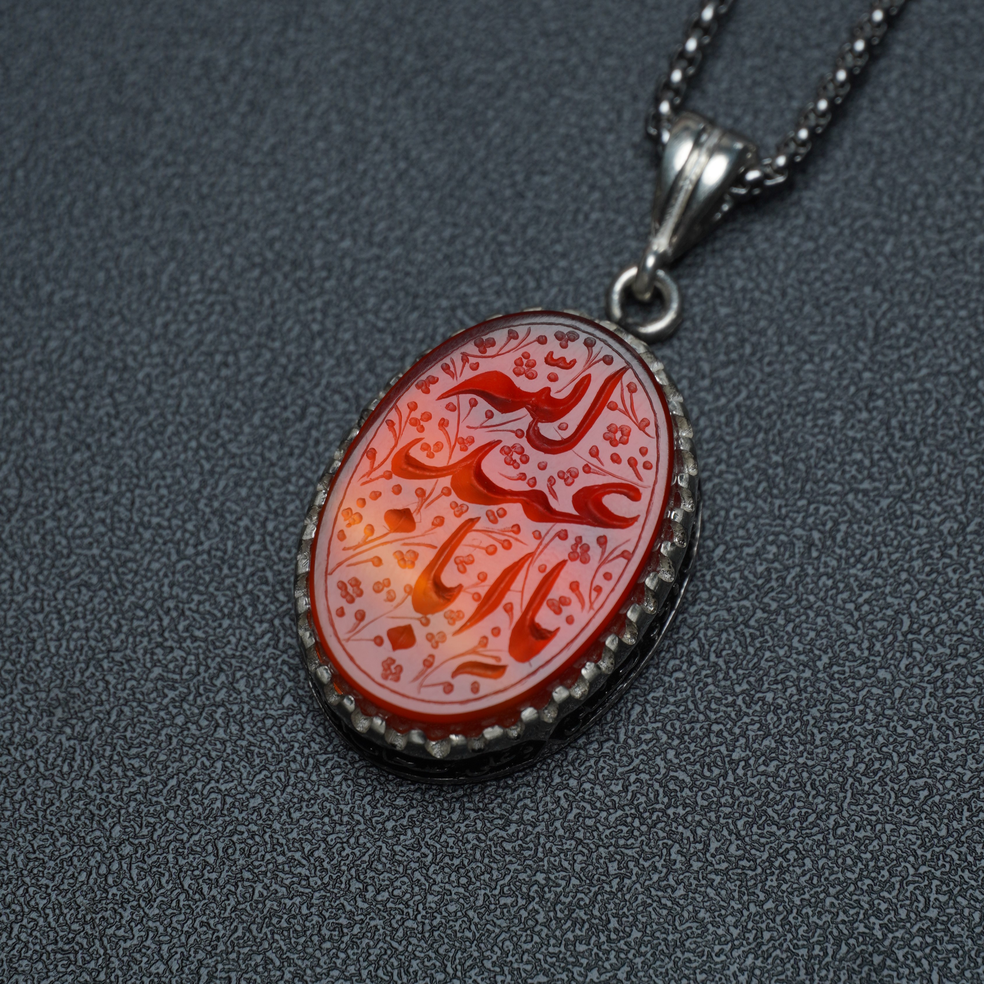 گردنبند مردانه عقیق سرخ کد 1282