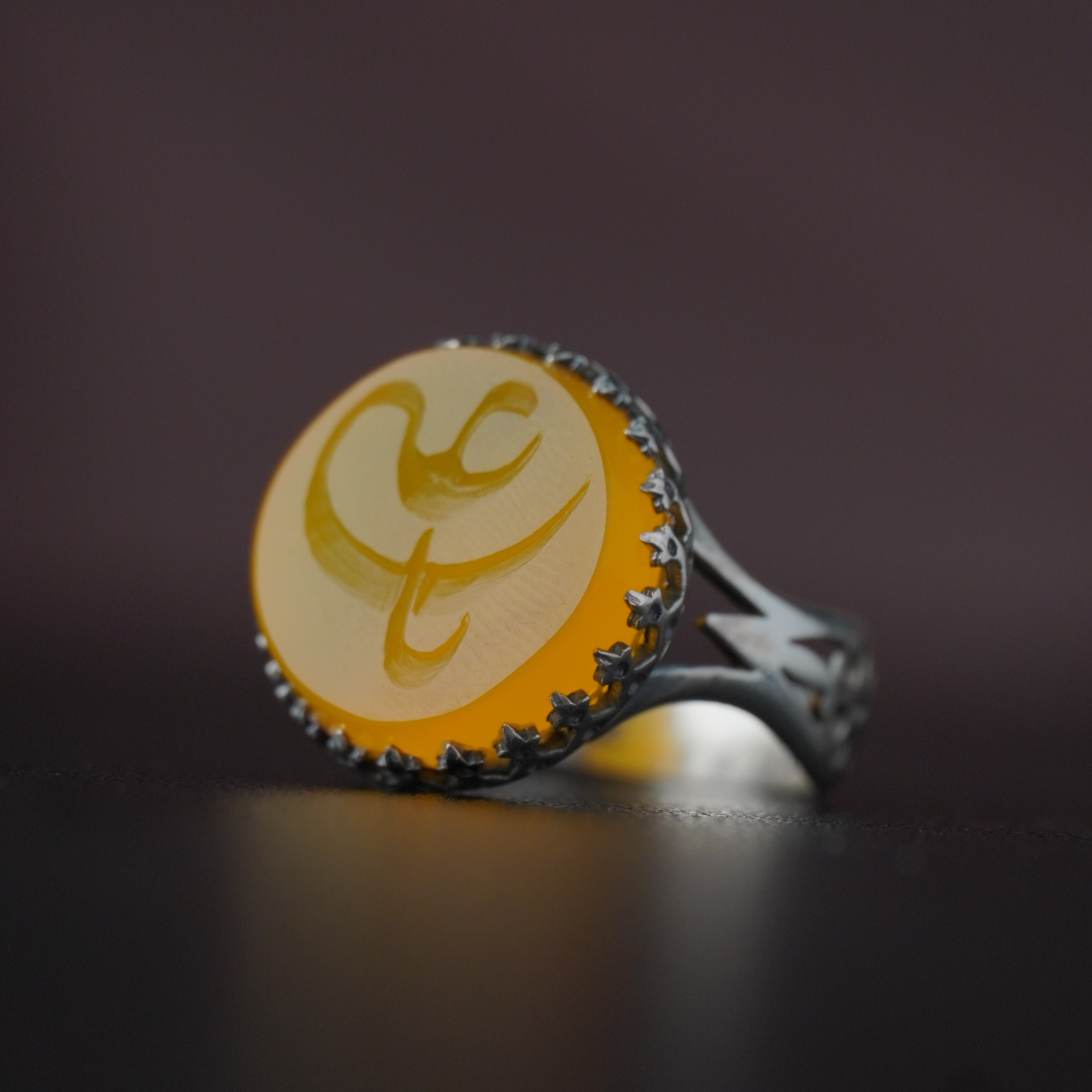 انگشتر مردانه عقیق زرد کد 1275