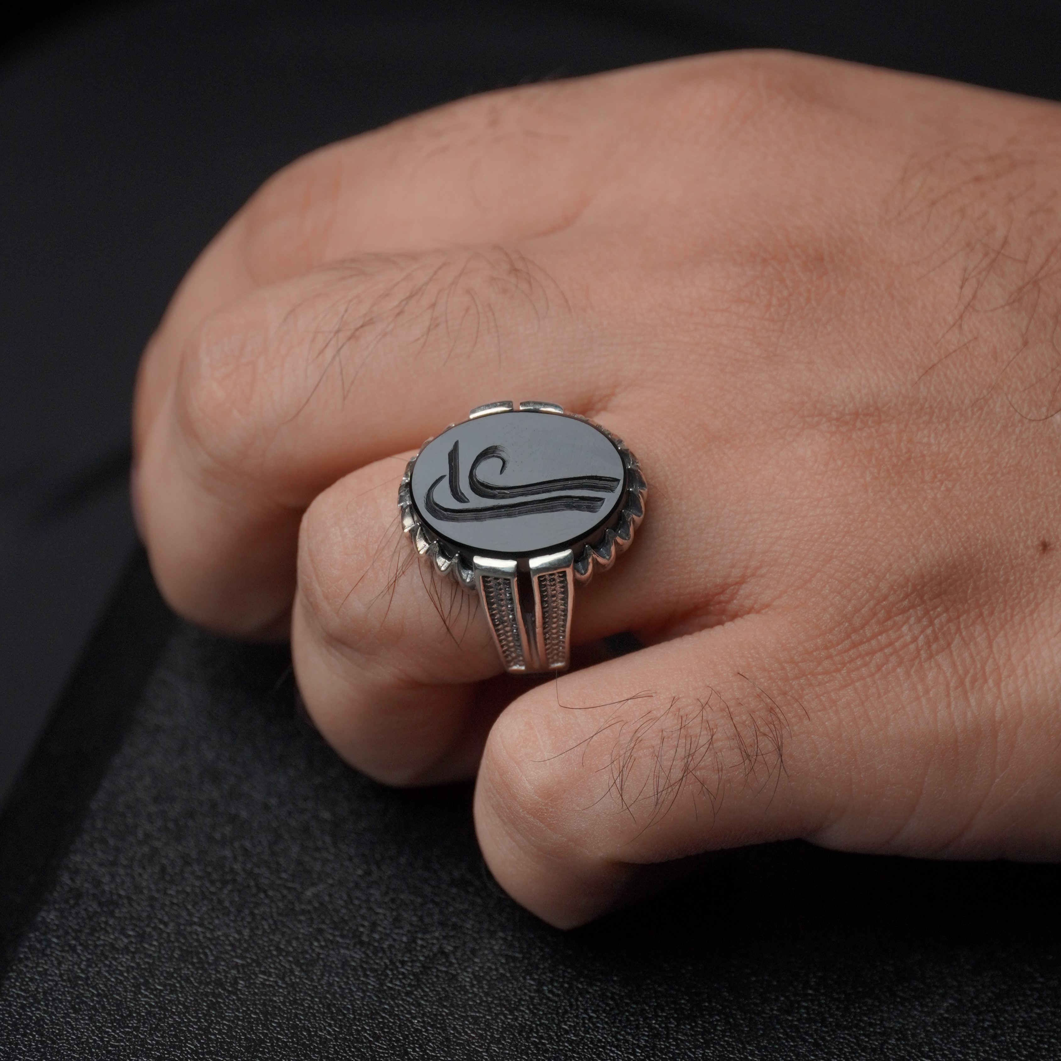 انگشتر مردانه عقیق مشکی کد 1271