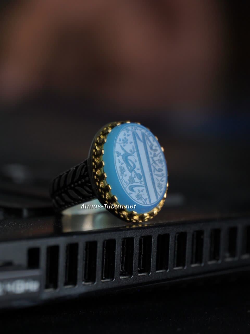 انگشتر مردانه عقیق آبی کد 2912