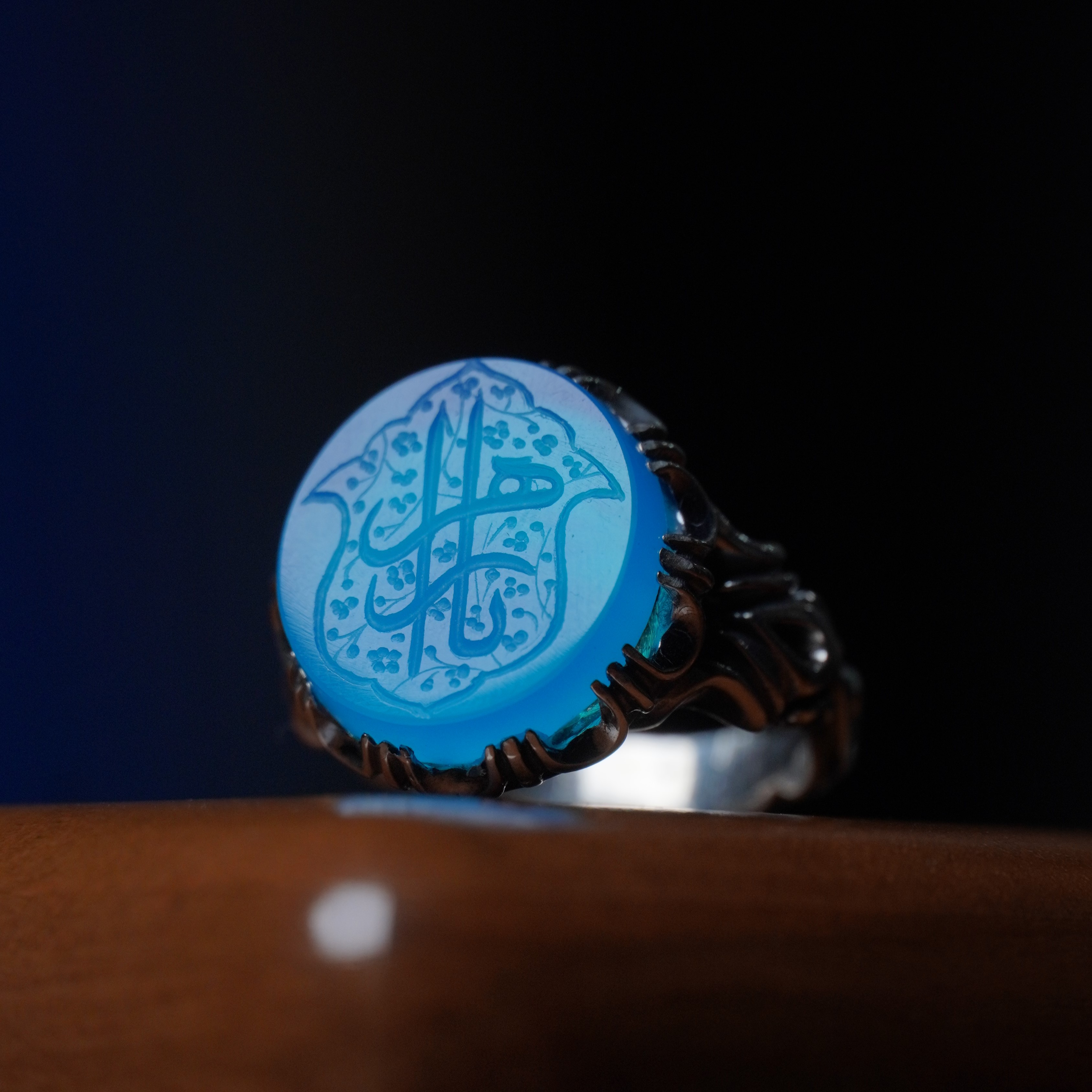 انگشتر مردانه عقیق آبی کد 1269