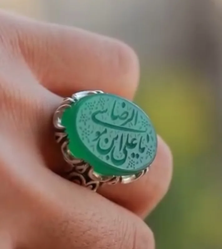 انگشتر مردانه عقیق سبز کد 1045