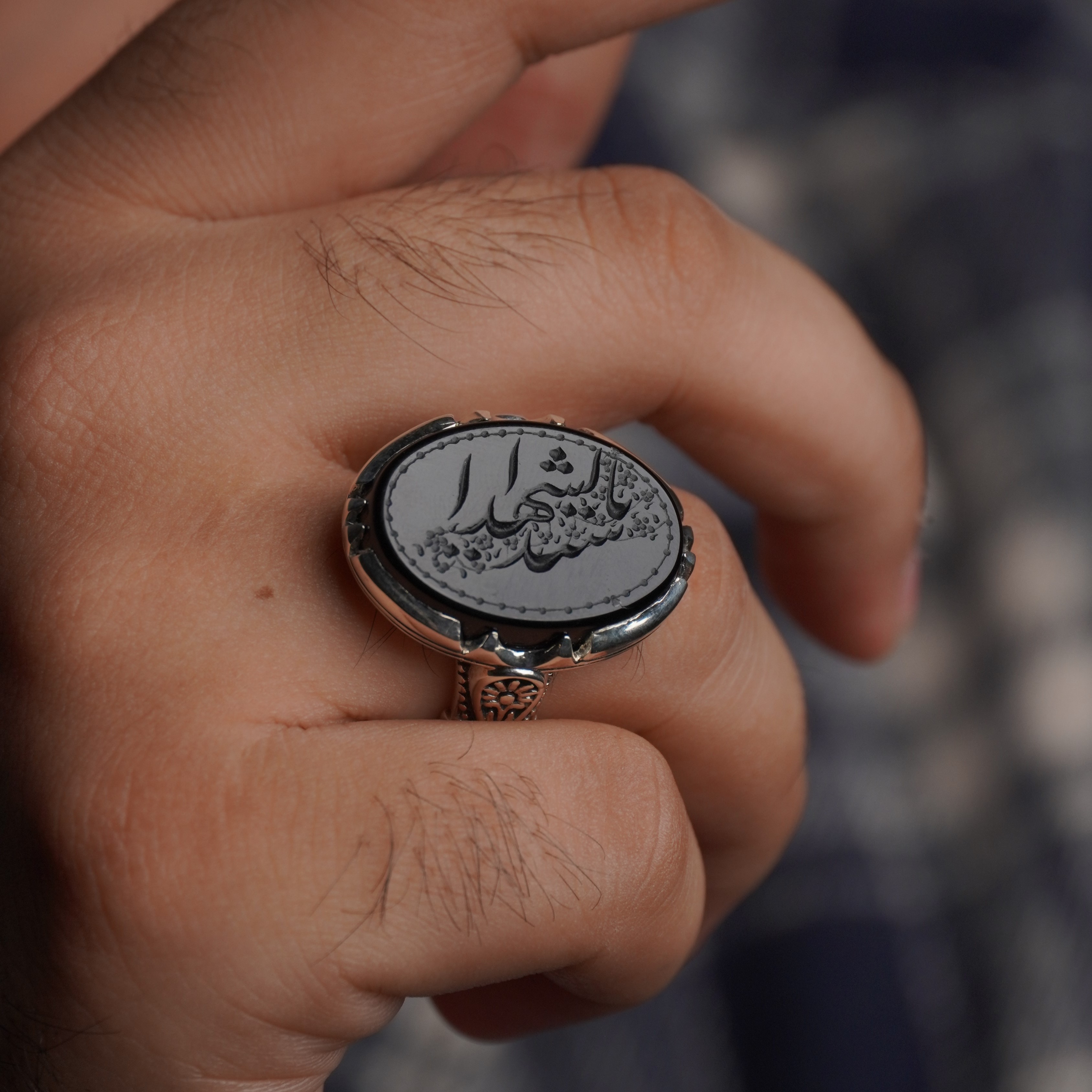 انگشتر مردانه عقیق مشکی کد 1287