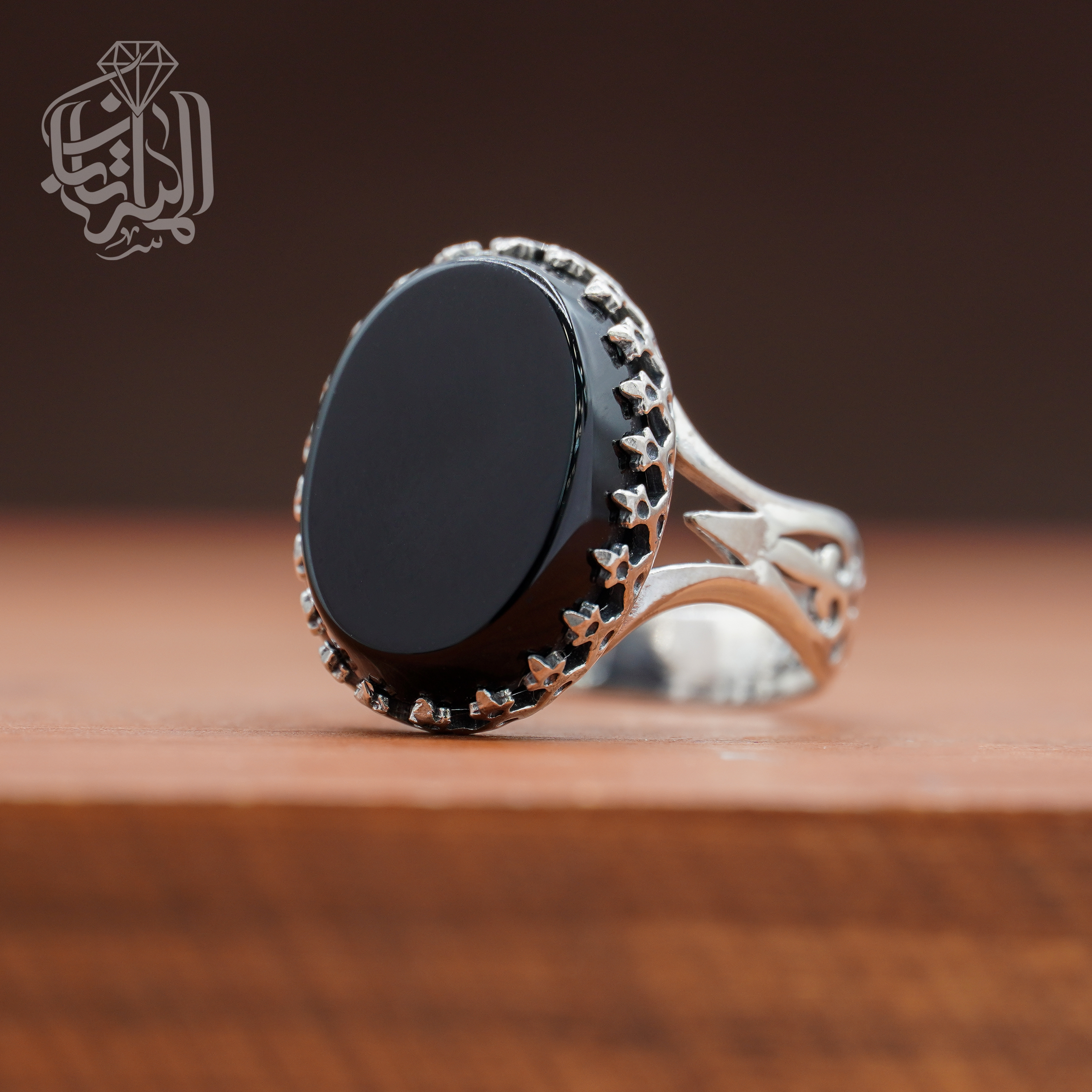 انگشتر عقیق مشکی کد 203