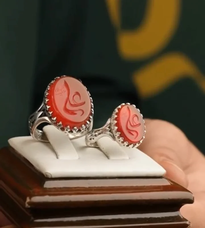 انگشتر ست زنانه و مردانه عقیق سرخ کد 1124