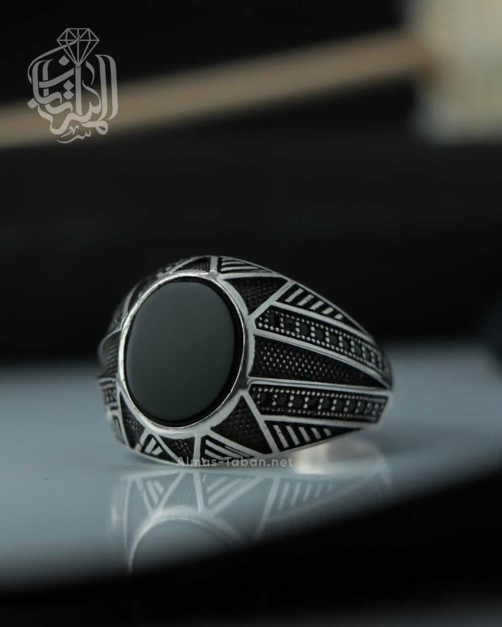 انگشتر مردانه عقیق مشکی کد 2914