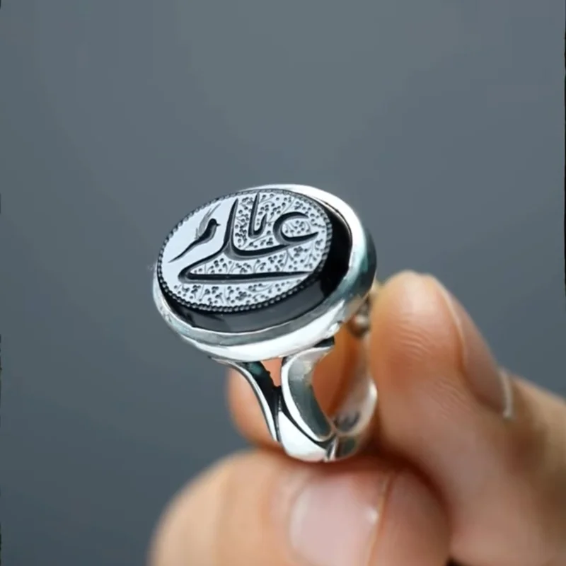 انگشتر مردانه عقیق مشکی کد 1089