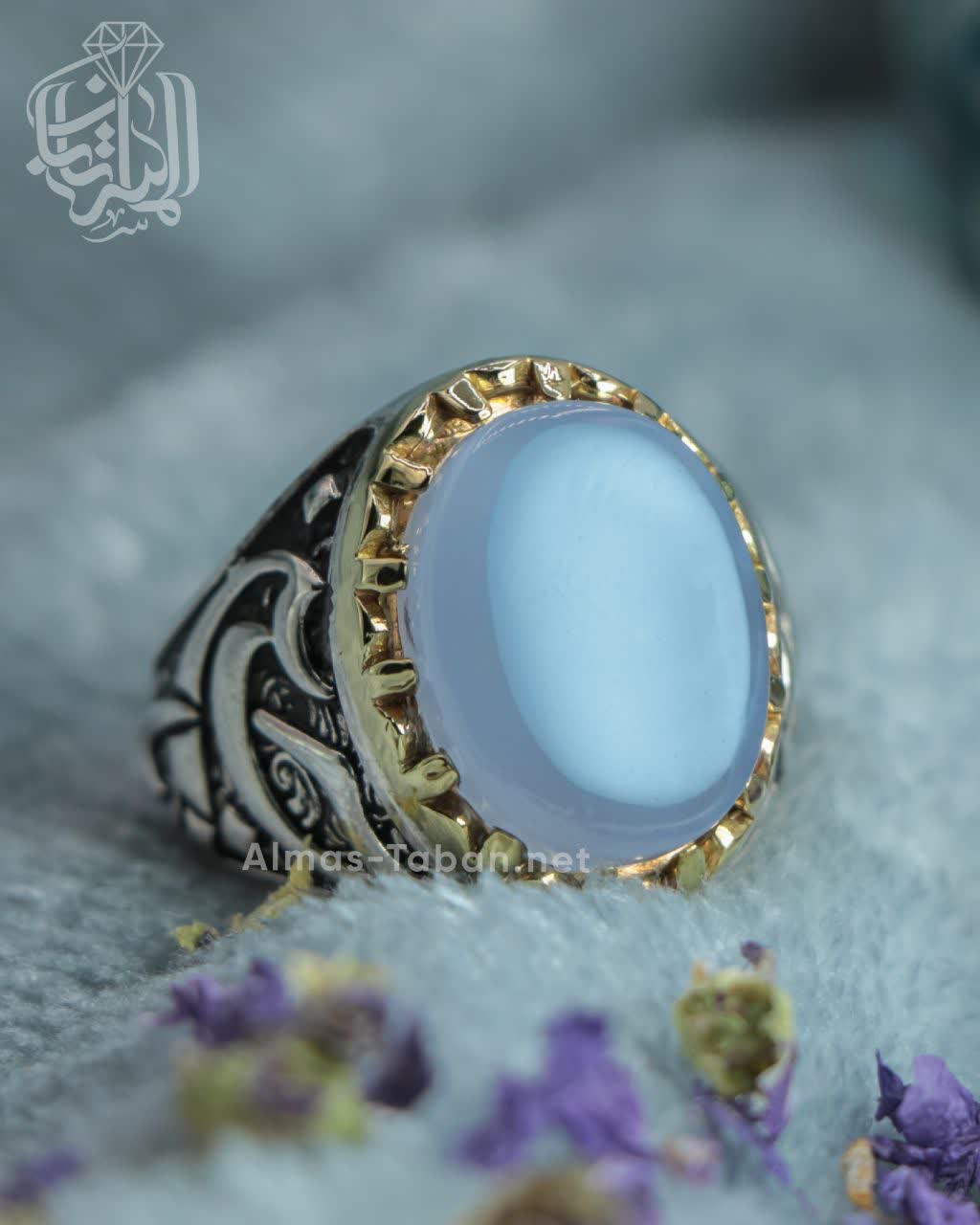 انگشتر مردانه عقیق کبود یمنی 2847