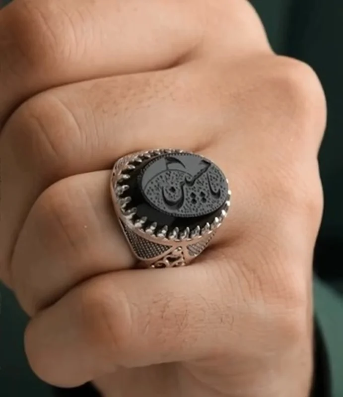 انگشتر مردانه عقیق مشکی کد 1128