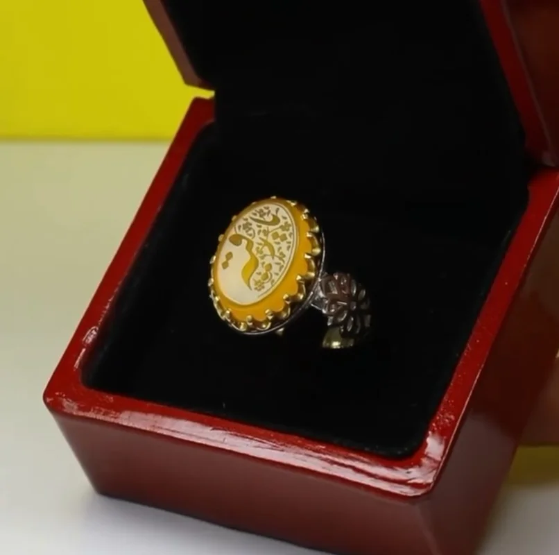 انگشتر مردانه عقیق زرد کد 1023