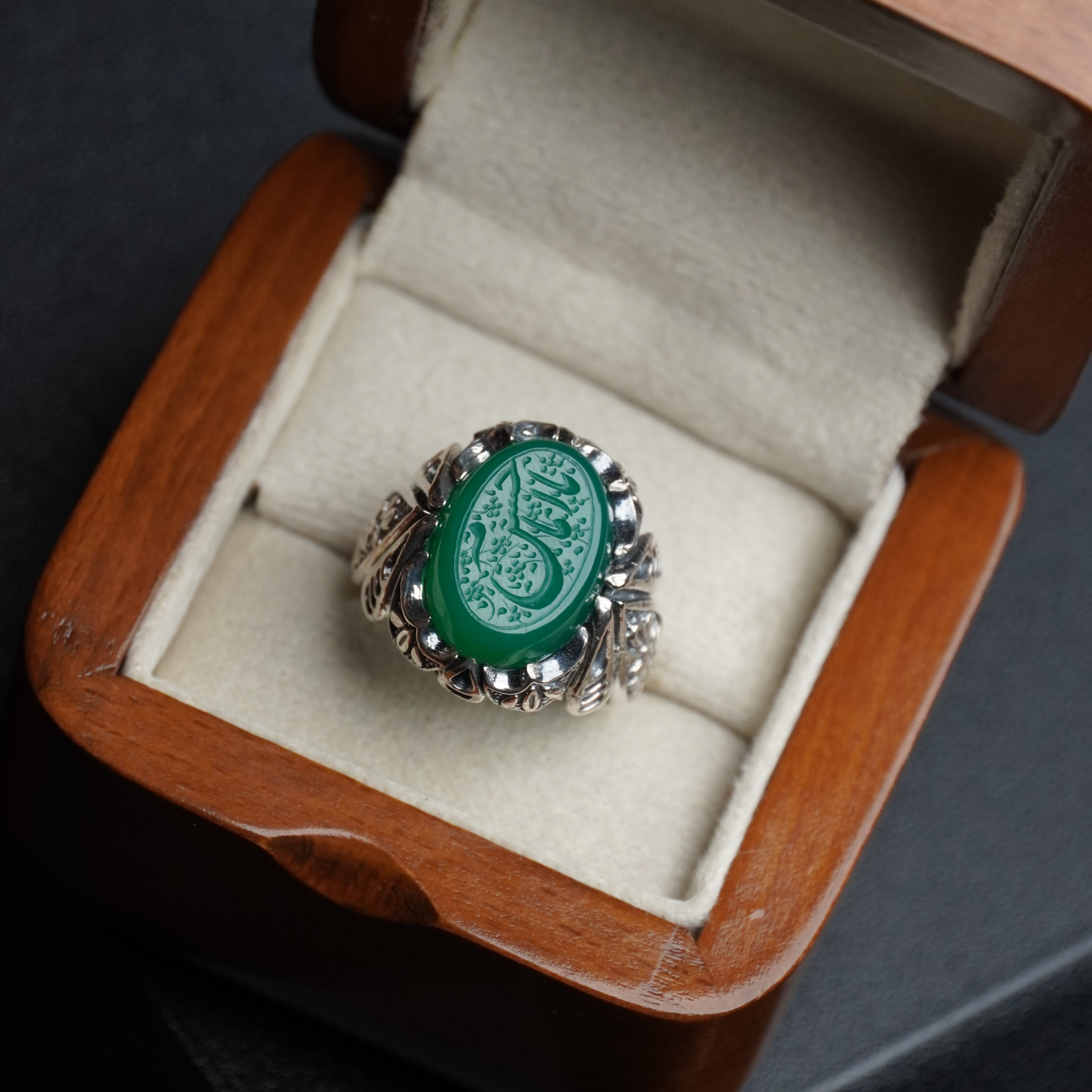 انگشتر مردانه عقیق سبز کد 1320