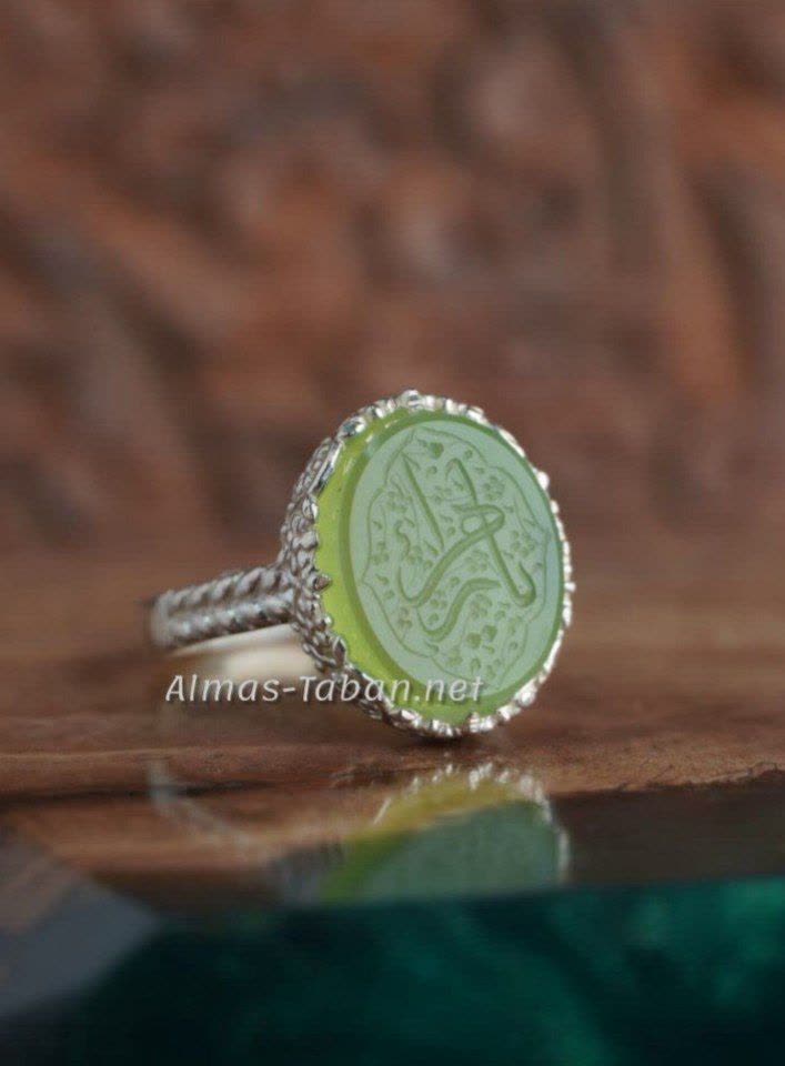 انگشتر زنانه عقیق سبز کد 714