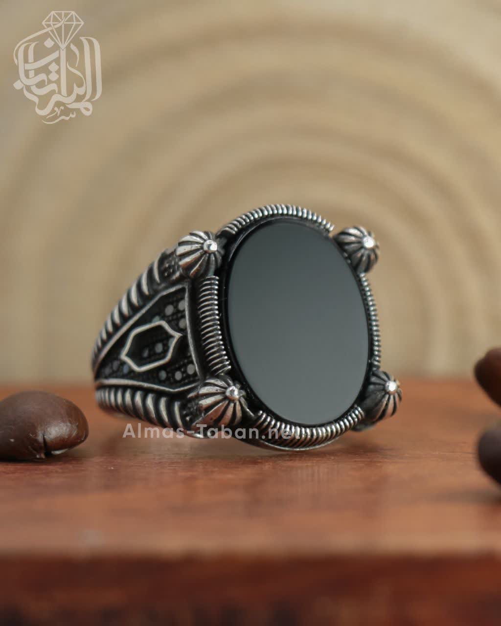 انگشتر مردانه عقیق مشکی کد 2865