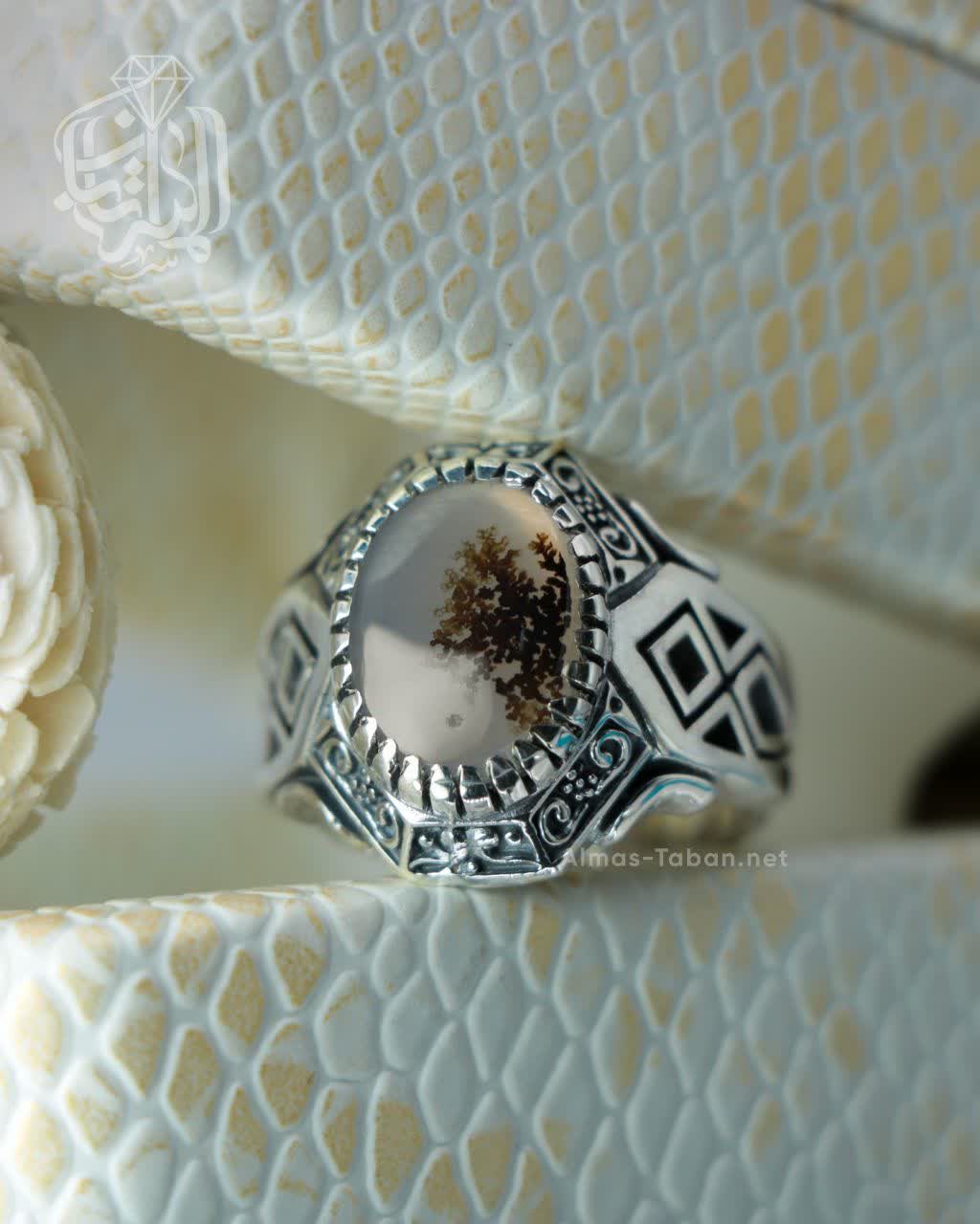انگشتر مردانه عقیق شجر کد 2932
