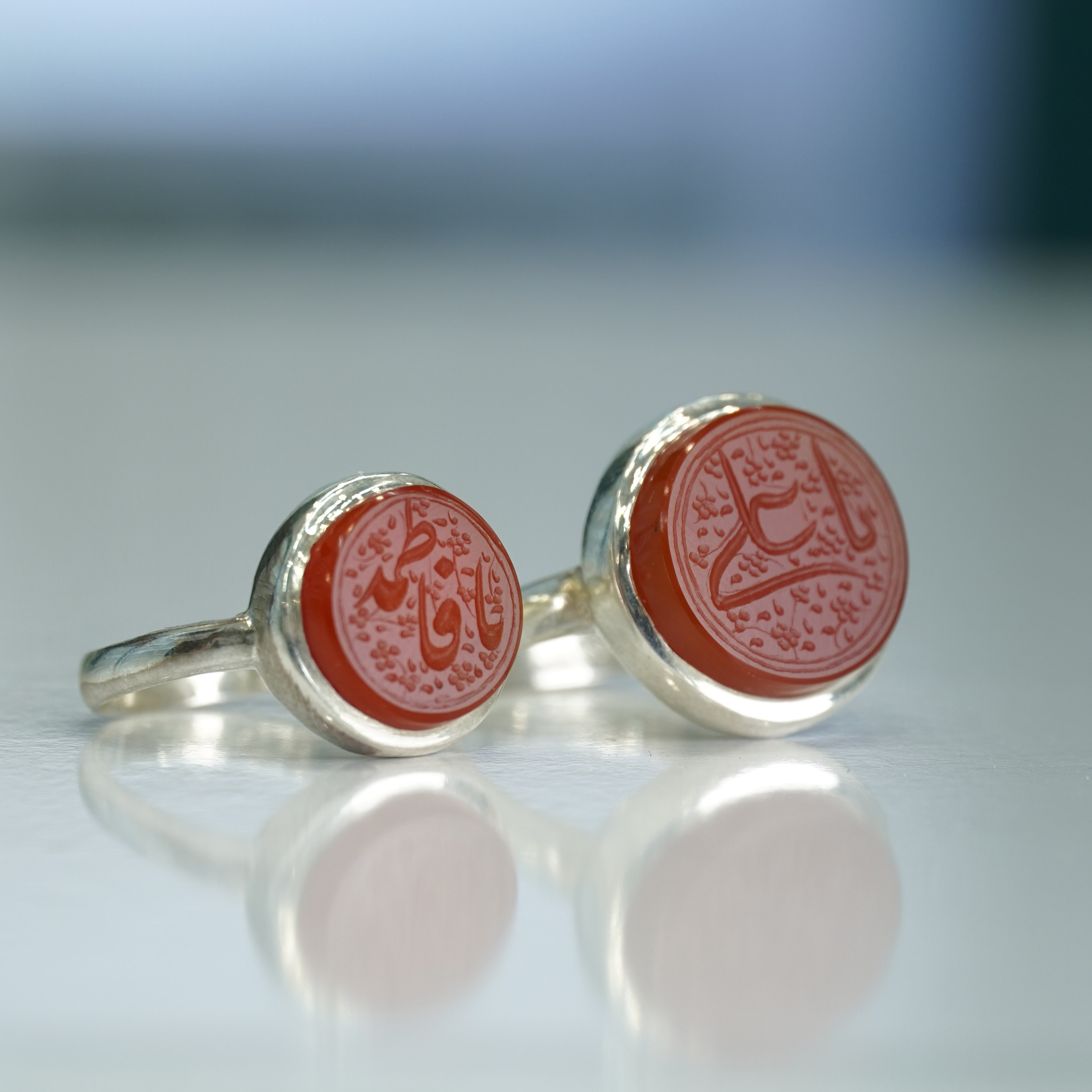 انگشتر ست زنانه و مردانه عقیق سرخ کد 1227