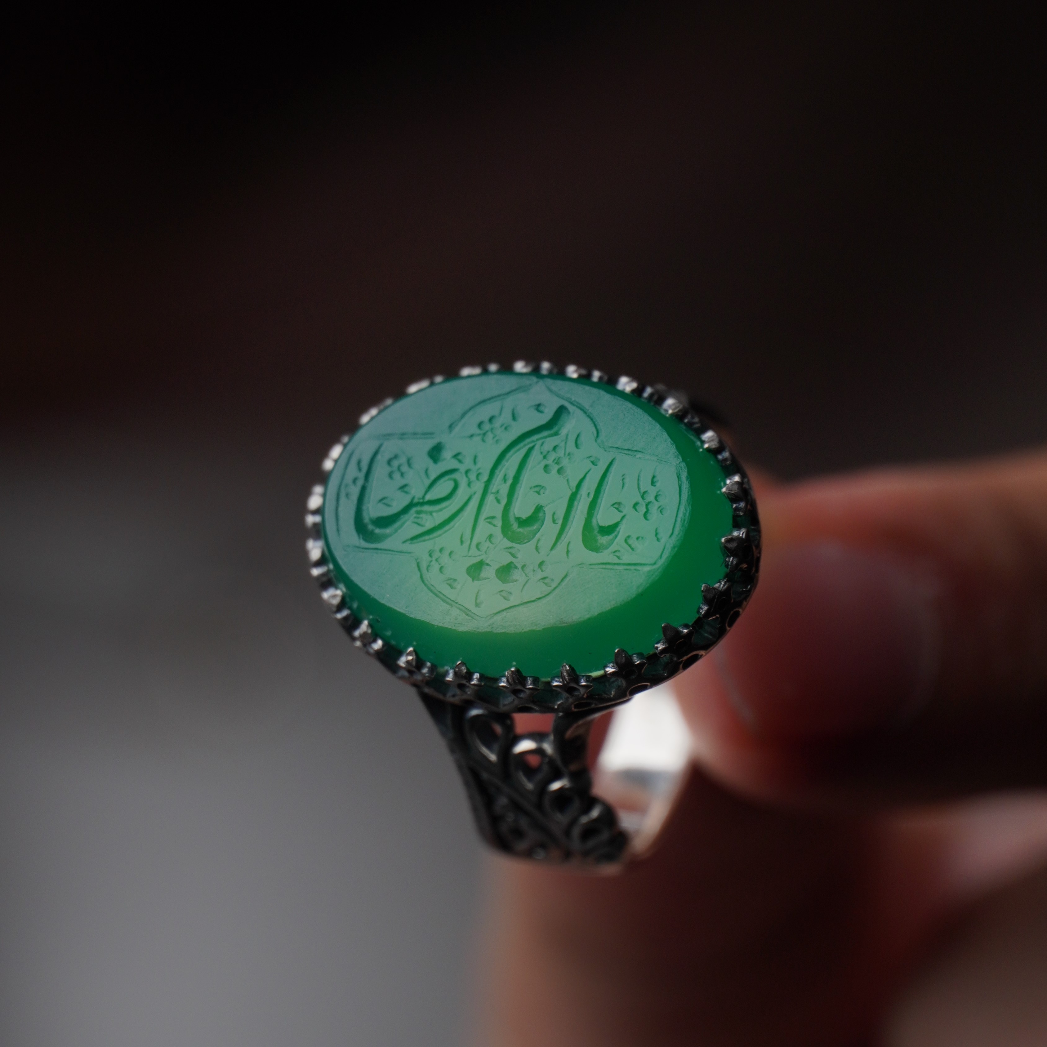 انگشتر مردانه عقیق سبز کد 1309