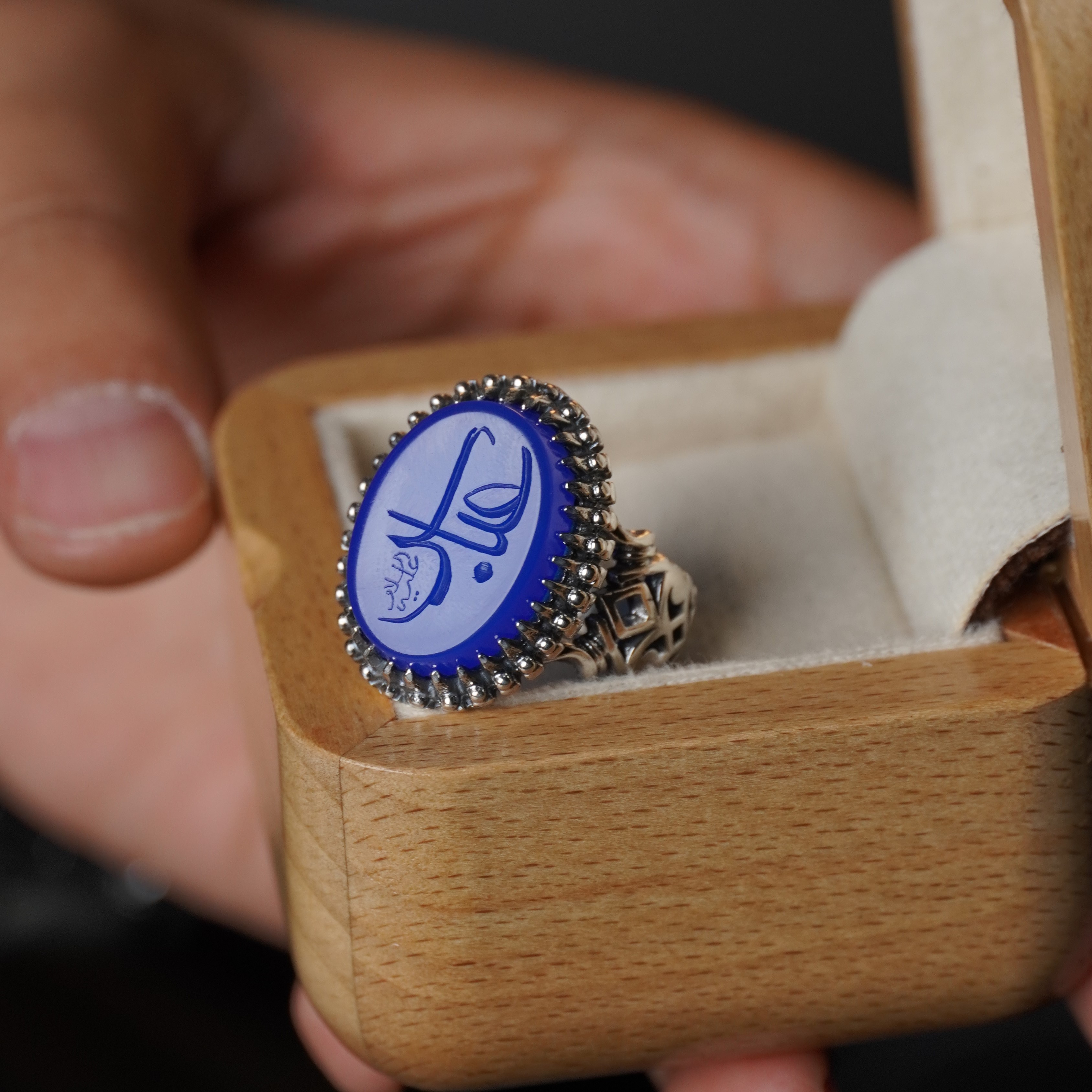 انگشتر مردانه عقیق آبی کد 1321