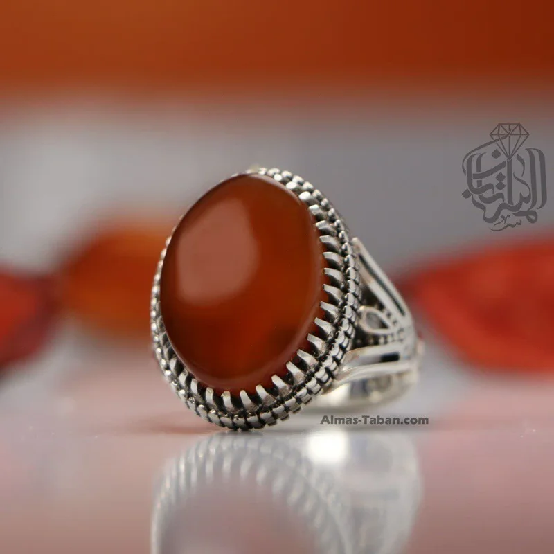 انگشتر مردانه عقیق سرخ یمنی کد 2269