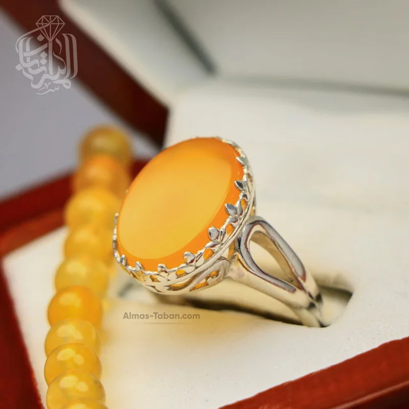 انگشتر زنانه عقیق زرد کد 600