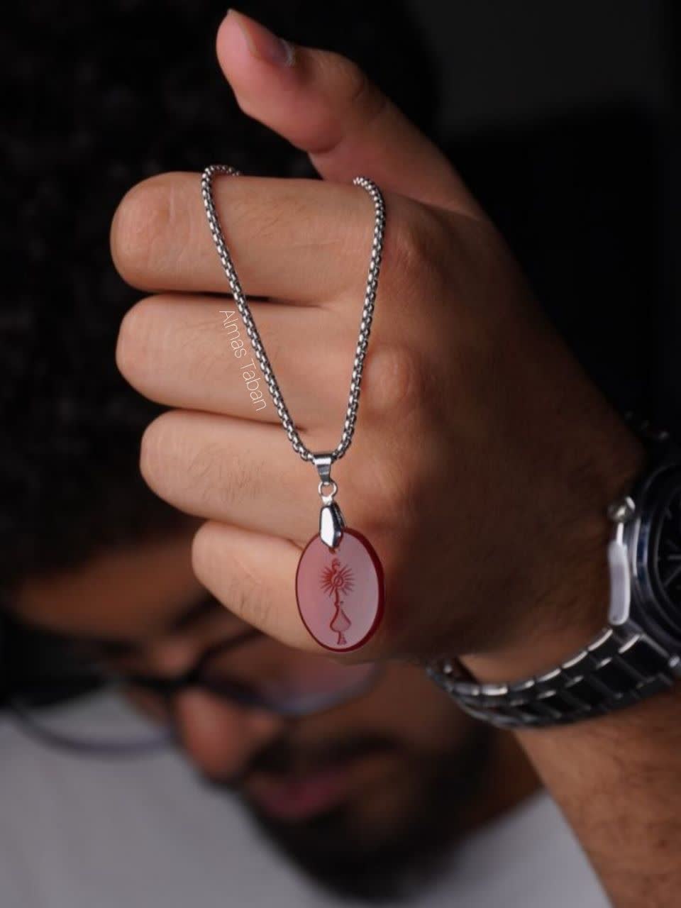 گردنبند مردانه عقیق سرخ 021