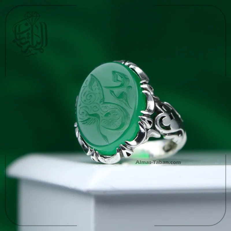 انگشتر مردانه عقیق سبز کد 2197