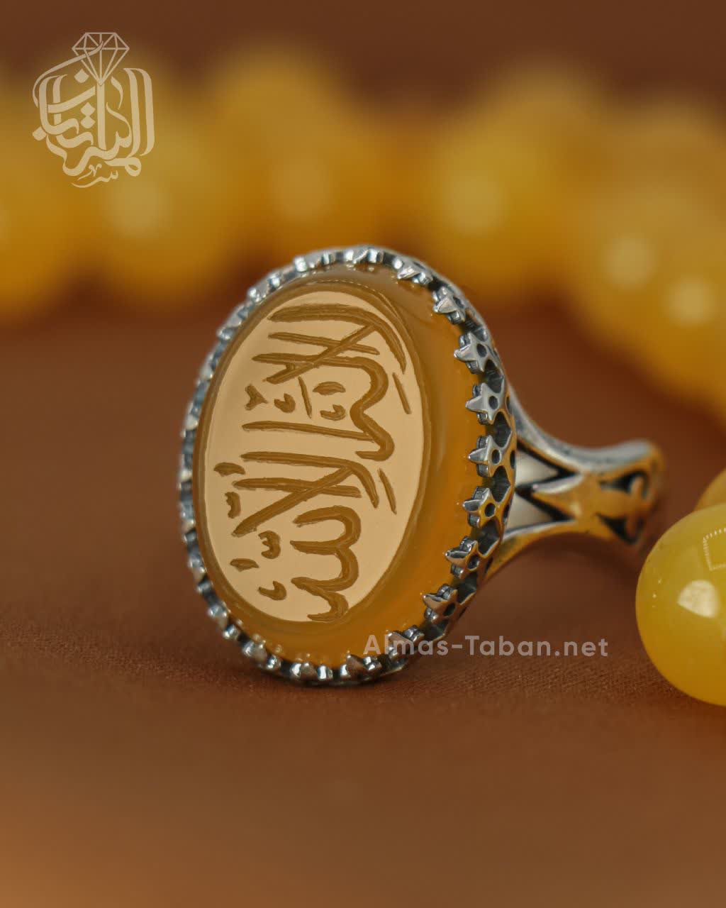 انگشتر مردانه عقیق زرد کد 2887