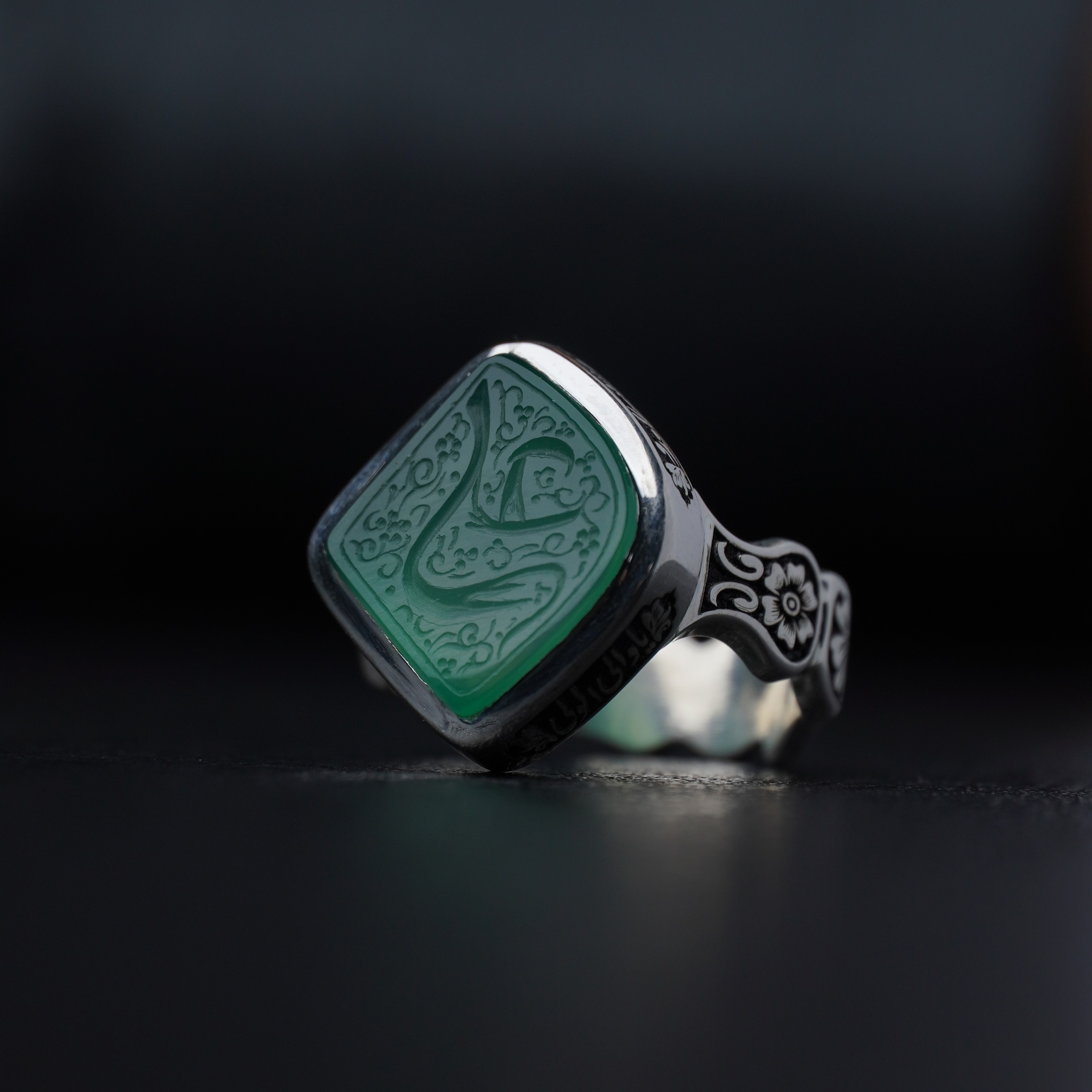 انگشتر مردانه عقیق سبز کد 1329