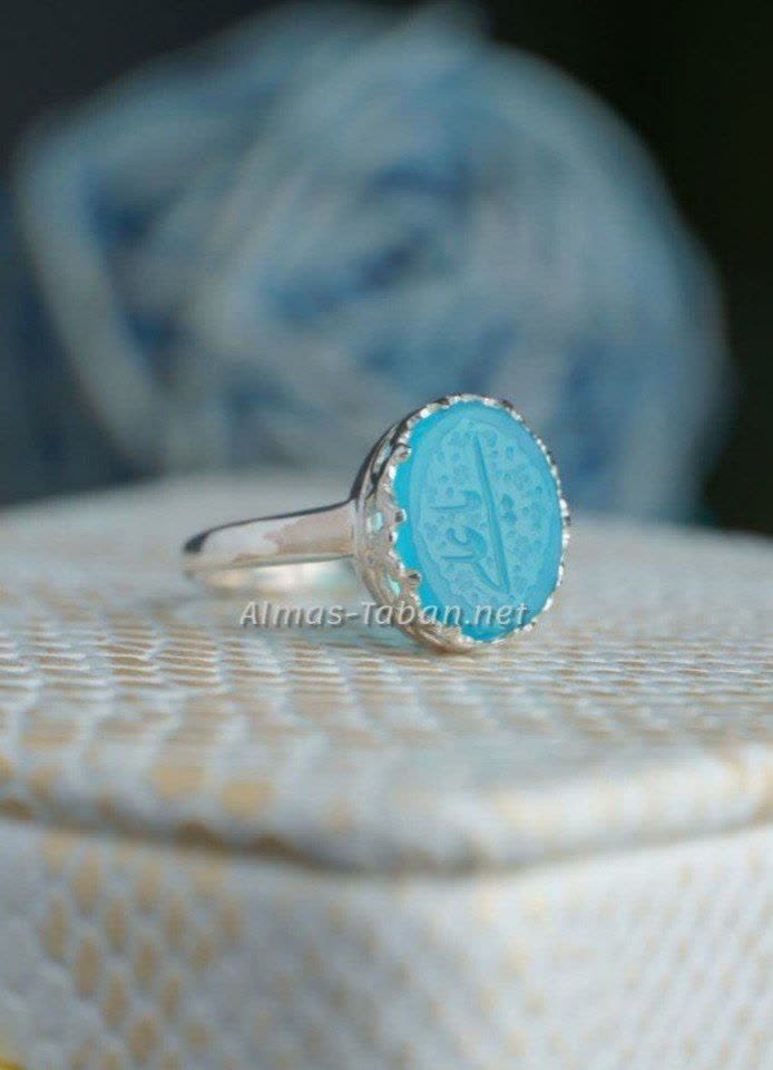انگشتر زنانه عقیق آبی کد 699