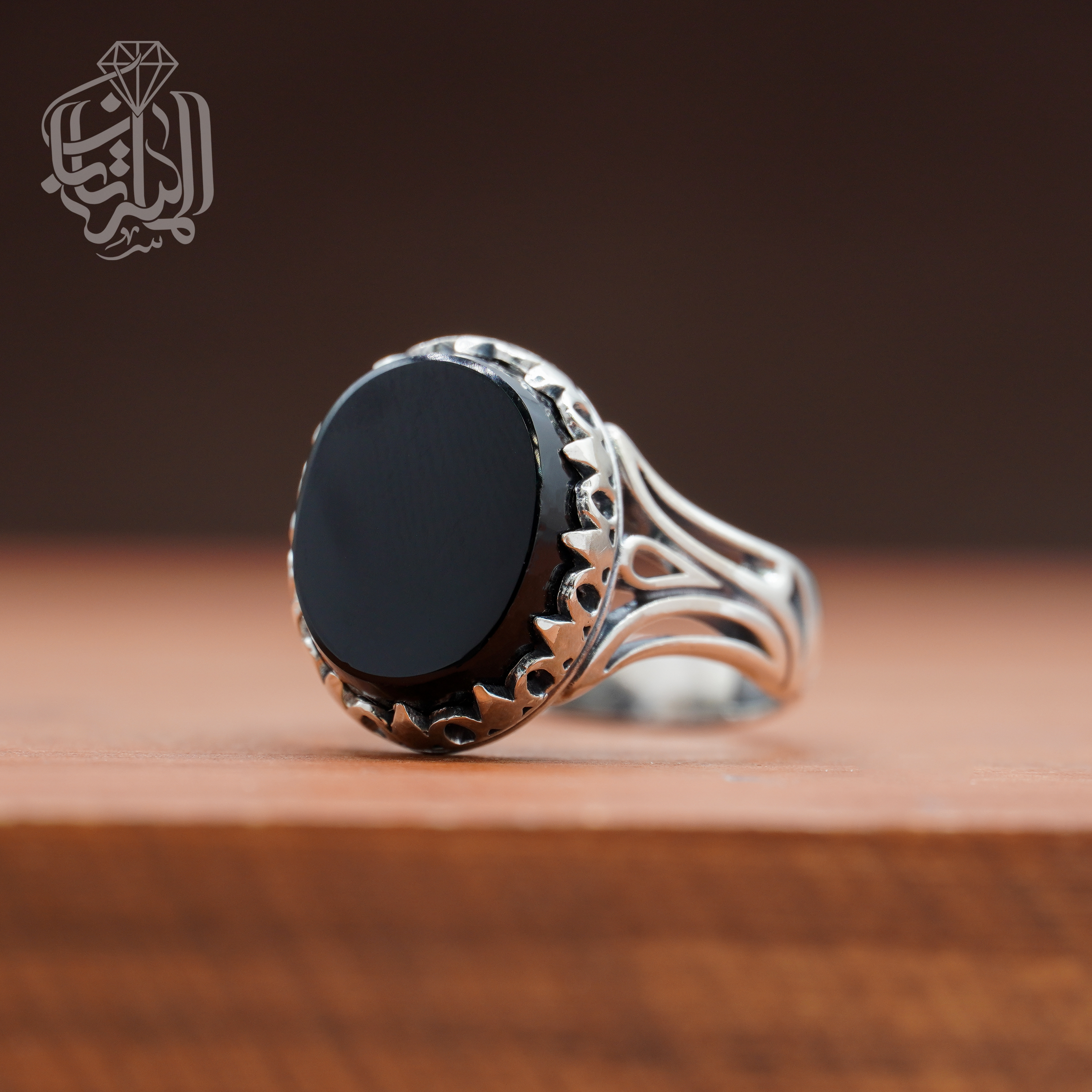 انگشتر عقیق مشکی کد 207