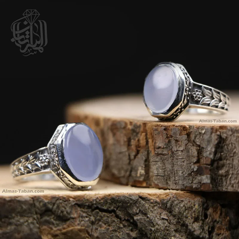 انگشترهای ست زنانه و مردانه عقیق کبود یمنی کد 2306